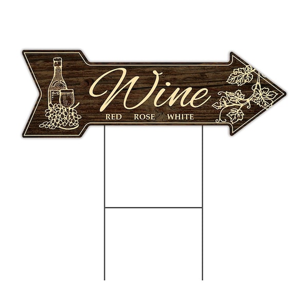 Wine Arrow Yard Sign Funny Home Decor 36in Wide